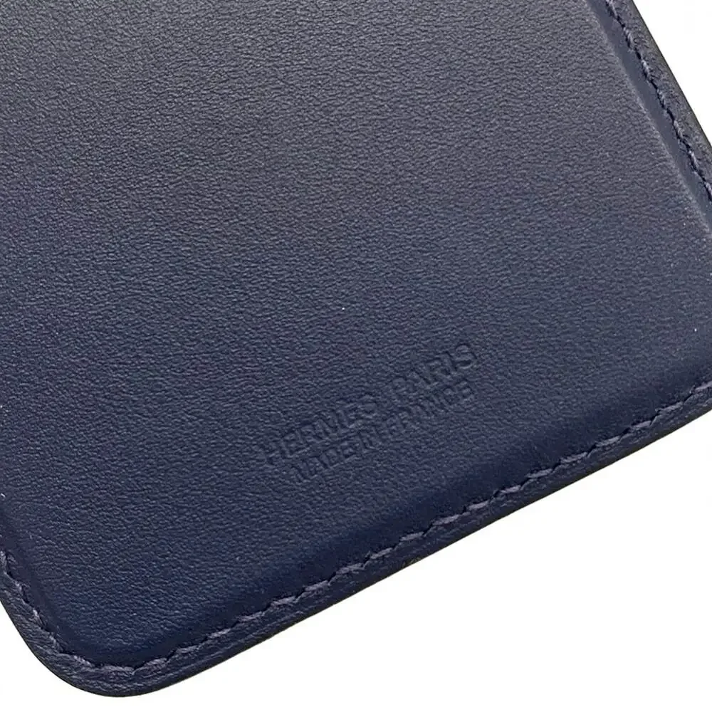 Hermès MagSafe Eman Stall Number Card Case Navy Light Brown Multi Veau Swift